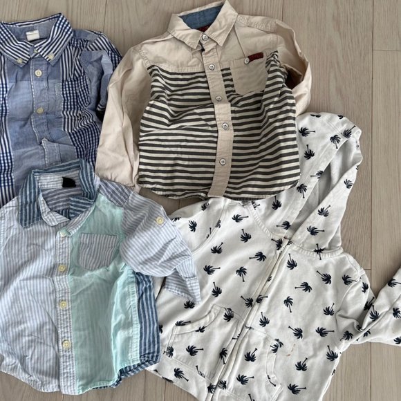 Set of 6 Boy's Toddler Long Sleeve Button Shirts & Hoodie 12-24 Months - Picture 2 of 3